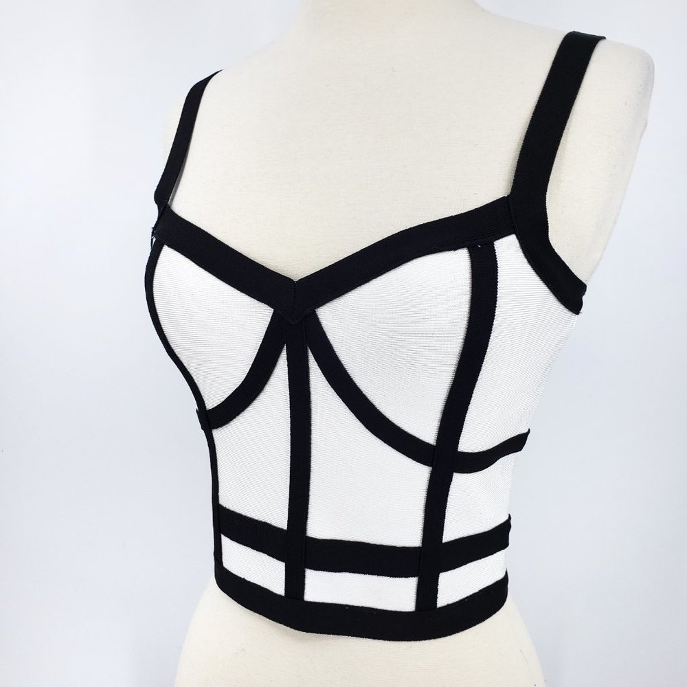 Bebe Colorblock B&W Bandage Knit Tank Top Small